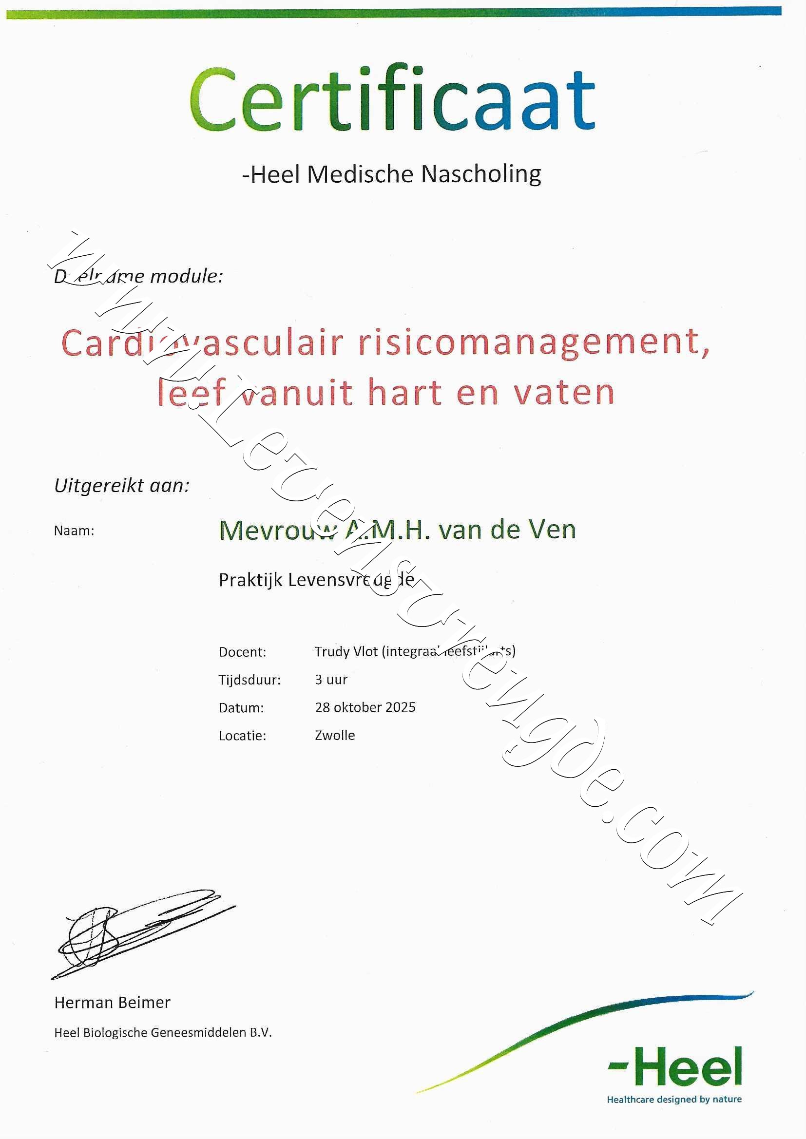 Cardiovasculair risicomanagement,  leef vanuit hart en vaten